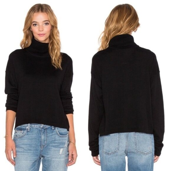 Revolve One Teaspoon Turtleneck Sweater Cashmere Funnel Black Size XS - Picture 8 of 12